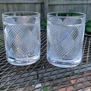 Pair of Ralph Lauren Leaded Crystal Double Old Fashioned Glasses - Argyle